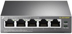 TP-LINK 5-portowy gigabitowy przełącznik PoE z czterema portami PoE TL-SG1005P TP-LINK TL-SG1005P Switch sieciowy 5 Portów funkcja PoE