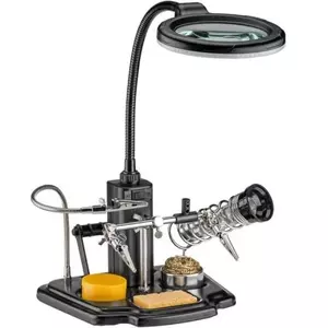 Uchwyt do lutowania Goobay z lupą i podświetleniem LED - trzecia ręka