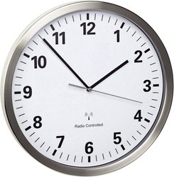 TFA Dostmann 60.3523.02 Sterowany radiowo Zegar ścienny 30.5 cm x 4.3 cm stali szlachetnej cicha praca mechanizmu, funkcja oszczędzania energii