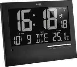 TFA Dostmann 60.4508 Sterowany radiowo Zegar ścienny 185 mm x 230 mm x 31 mm czarny