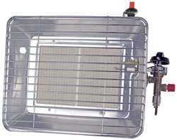 Grzejnik gazowy Eco z regulatorem 50mbar, obudowa z blachy stalowej z zapłonem piezoelektrycznym Grzejnik gazowy Rothenberger Industrial 35985, 4.2 kW