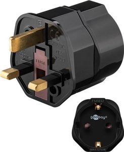 Przejściówka, adapter podróżny UK - PL, wtyczka UK czarna (Goobay 45352)