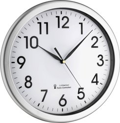 TFA Dostmann 60.3519.02 Sterowany radiowo Zegar ścienny 30.8 cm x 4.3 cm srebrny